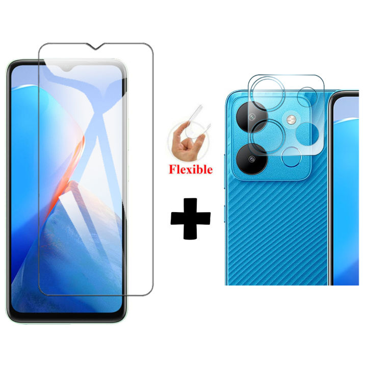 Infinix Smart 7 Glass Protector Polish Screen Tempered + Back Rear Camera Protector 9H Gorilla Flexible Protection For Infinix Smart 7