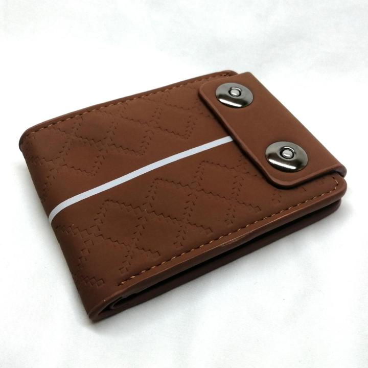 Best Quality PU Leather Men Wallet with Button Closure Folding Men Bi-fold Wallets for Men Pocket Wallet with ATM Card Holder Slots Coin Pocket and Cash Compartment in Black and Brown Colors