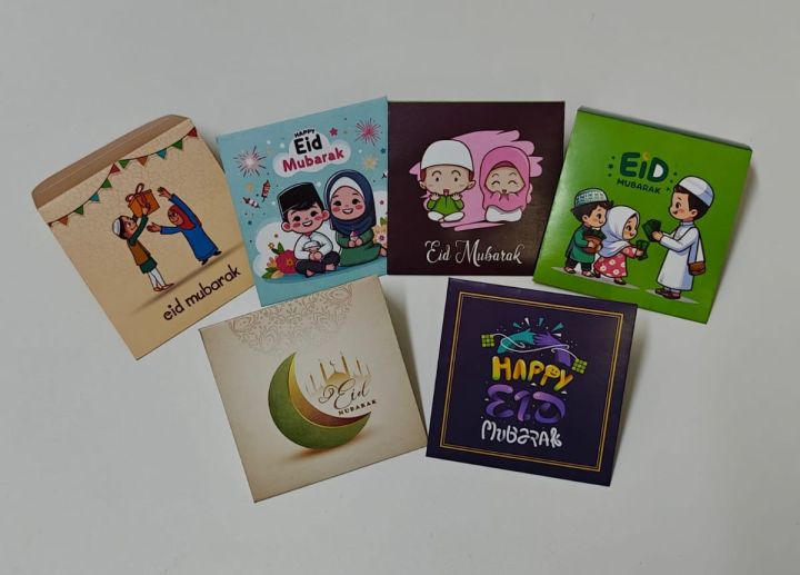 10Pcs Eid Mubarak Design Tikki Card Eidi Small Pocket Envelope With Self Seal Tape Eid Envelope