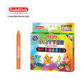 Goldfish High Quality Glitter 9mm Wax Crayon 12 Colour in Cardboard Packet (1 Pack). 