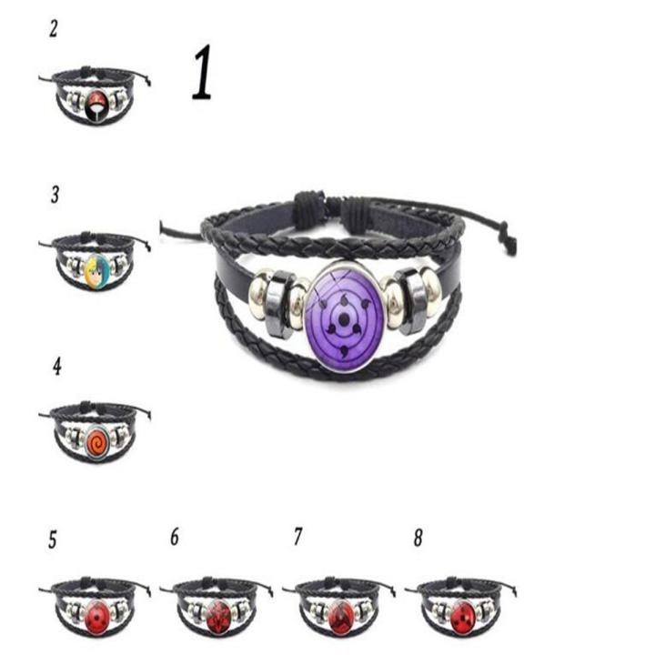 Uchiha Clan Rinnegan Sharingan Eye Bracelet Anime Braided Leather Bracelet Cosplay Jewelry A912