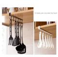 6 Hooks Metal Hanger For Kitchen, Mug Cup Storage Rack Cupboard Hanging Coffee Cup Organizer Closet Clothes Shelf Hanger Knife, Spoons. 