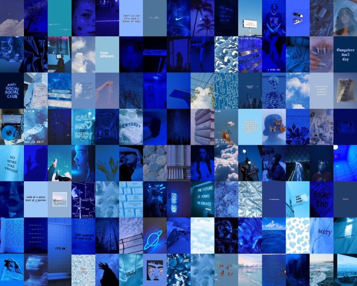 Blue Wall Collage Kit, Blue Aesthetic Wall Collage, Blue Photo Collage, Aesthetic Art Prints, Blue Wall Decor  100 PCS