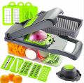 Vegetable Chopper cutter Slicer Multifunctional 14 in 1 Food Choppers Onion Chopper Vegetable Slicer Cutter Dicer Veggie Chopper with 8 Blades, Colander Basket, Container for Salad Potato Carrot Garlic. 