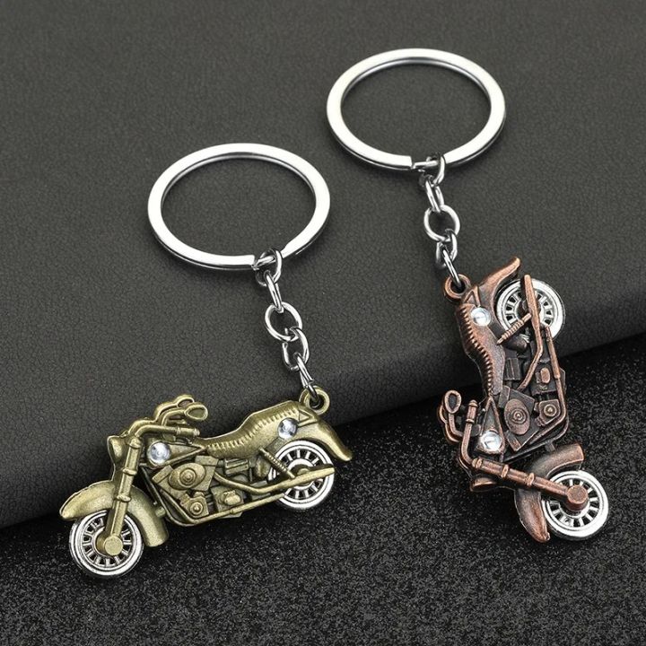 [New Arrival] Metal Bike Motorcycle Keychain Rust-free Zinc Alloy Movable Tires For Key Holders Key Rings Men Boys Car Bike