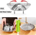 Stainless Steel Food Steamer Folding Steamer Basket Stainless Steel for Food and Vegetable, Premium Expandable Steam Basket to Fit Various Size Pots Stainless Steel Steamer Basket. 