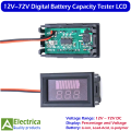 Universal 12V–72V Battery Capacity Indicator with LED Voltmeter for Cars, Motorcycles, E-Bikes, Solar Systems – 12V 24V 36V 48V 60V 72V by Electrica. 