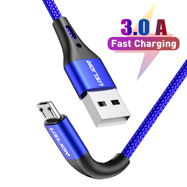 USLION 3m 3A Micro USB Cable For Xiaomi Redmi HTC USB Fast Charge Phone Charging Wire Cable For Samsung Android Phone Charger