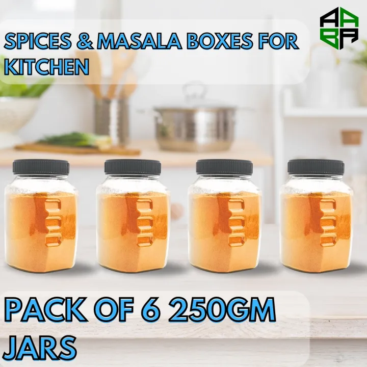 MINI%20TEA%20JAR%20Pack%20of%206%20Jars%20for%20Kitchen%20-%20250%20GM%20STORAGE%20JARS%20SET%20RACK%20Storage%20FOOD%20GRADE%20plastic%20TEA%20DESIGN%20250GMS,%20Jars%20for%20kitchen,%20Spice%20Jars%20for%20kitchen%20-%20Image%203