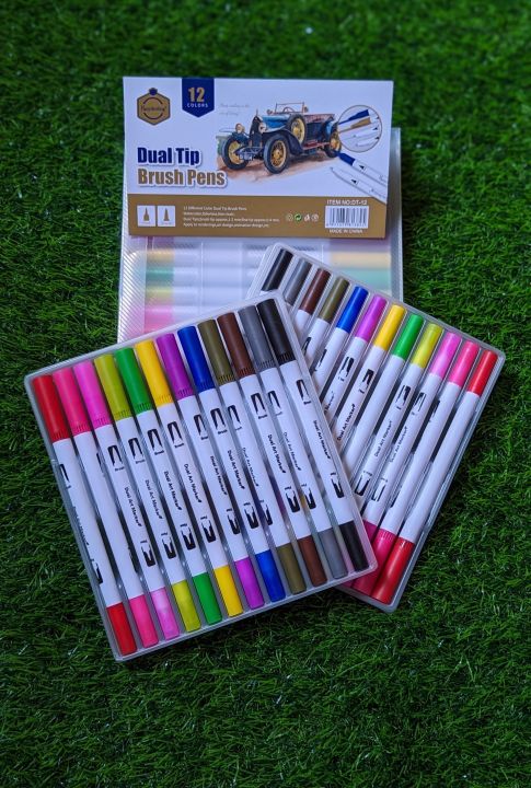 Keep%20Smiling%20Dual%20Tip%20Brush%20Pen%20Art%20Marker%2012%20Pcs%20Set%20-%20Image%202