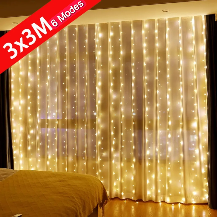 Curtain Jaal LED Fairy Lights Golden Multi 10x10 feet For Room Wall Decoration / Function / Party / Birthday / Wedding