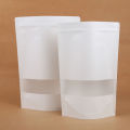 Recyclable Stand Up Brown Kraft Paper Bags With Window And Zipper Packaging Material 12*20 100Pcs. 
