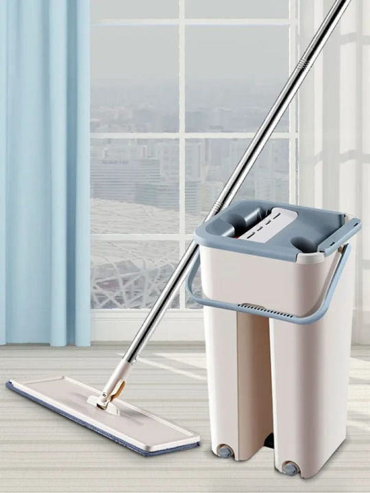 Flat Squeeze Automatic Mop Bucket Avoid Hand Washing Floor Cleaner Magic Mop Spin Self Cleaning Lazy Mop Household Tool, flat squeeze mop, self-cleaning, household tool, mops with bucket, cleaning mop for floor, mop refill, mop, mop for floor cleaning