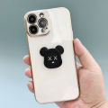 FELMYST Free FingerClasp For OnePlus 8 Pro Luxury 6D Bear Bracket With Lanyard Mobile Phone Plating Case Be@r Girl Boy Gift Square Casing Lens Protect Shockproof Silicone Soft Back Cover Cases. 