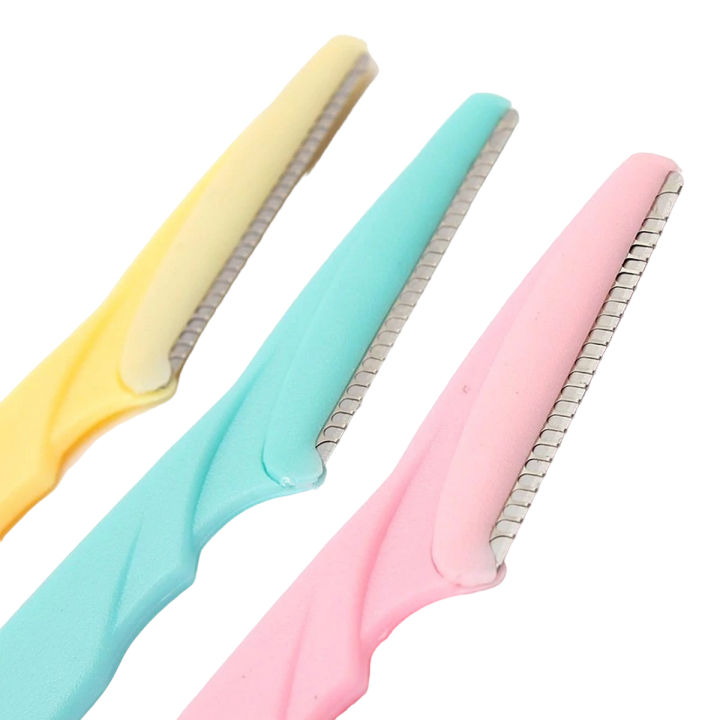 Stainless Steel Tinkle Eye Brow Razor for Women - Pack of 3 Multicolour