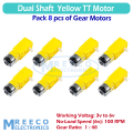 2/4/8 Pcs Doble Shaft 5v Yellow TT Motor DC Gear Motor for DIY Projects By MREECO. 