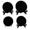 Feng Shui Black Obsidian Scrying Mirror, Black Obsidian Disc with Stand, Round 6cm. 