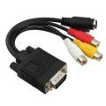 VGA to S-Video 3 RCA Composite AV TV Out Adapter Converter Cable for PC Laptop. 