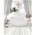 5x7FT White Curtain Backdrop Studio Flower Floor Background. 