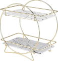 2 Tier Round Cosmetic Storage Rack Lipstick Perfume Skin Care Product Storage Rack Bathroom Organizer Countertop Multi-Purpose Storage Shelf. 
