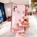 Maitus for Infinix Hot 11 Play Back Cover with Love Heart Bracelet Fashion Chain Plating Shiny Bling Cases Soft Silicone Mobile Phone Case for Girls Boy. 