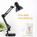 Adjustable Arms Study Lamp with Free Bulb &  Free Delivery / Black colour Desk Lamp with E-27 Holder 360 Rotaion. 