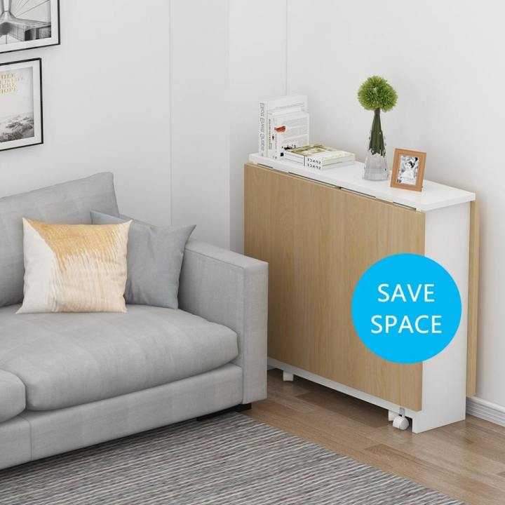 Clever-Space%20saving%20folding%20dining%20table-,%20White%20%20Extendable%20Table%20with%20Cabinets,%20Home%20Kitchen%20Furniture%20Decor%20Lunch/Computer%20Desk%20Storage%20Rack,%2055"L%20x%2031.5"W,%20Chairs%20Not%20Include%20-%20Image%205