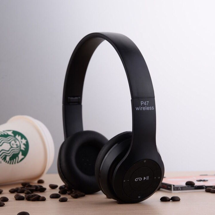 P47 Wireless Headphones Bluetooth Stereo Head phone Foldable Headset with Wireless Built-in Mic compatible for all Android Devices, IOS  and PC