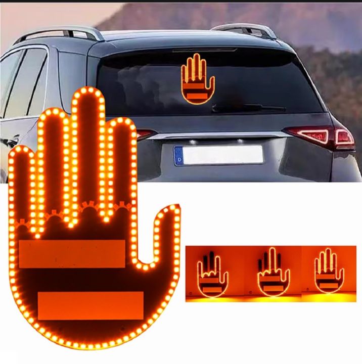 Finger Gesture Light with Remote Finger Light LED Car Back Window Sign Hand Funny Car Truck