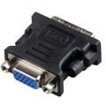 DVI-I to VGA Adapter, DVI ADAPTER 24 + 5 PIN FROM MALE TO VGA 15 PIN FEMALE BLACK. 