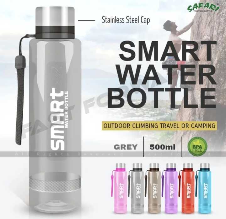Water bottle- gym water bottle- jogging water bottle Safari smart water bottle with stainless steel cap for outdoor climbing in different colours traveling camping 500 ml