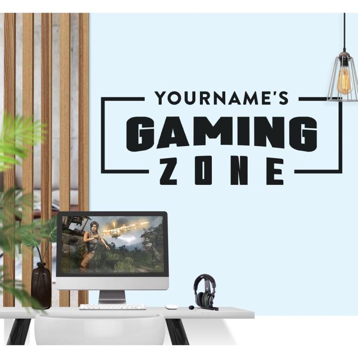 Personalised Gaming Decal Gaming Sticker, Custom Gaming Zone Stickers, Gamer Wall Decal, ps4, xbox, pc, Custom Name, Gamer Video Game Gifts ( 15 by 36 Inches )