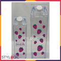 Milk Carton Water Bottle Clear Square Milk Bottle Portable Reusable  Large Size. 