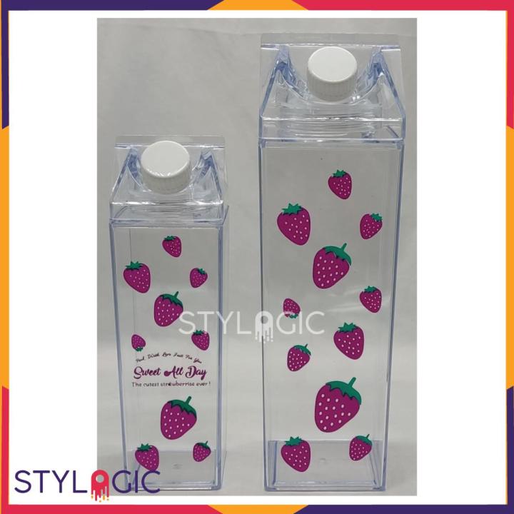 Milk Carton Water Bottle Clear Square Milk Bottle Portable Reusable  Large Size