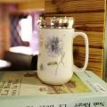 Amazing New Style Ceramic Tea Coffee Mugs With Glass Lids, Large Travel Mugs With Screw Lids. 