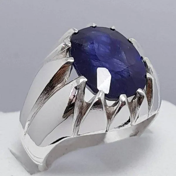 7%20carat%20above%20Natural%20Blue%20Sapphire%20Ring%20Neelam%20Ring%20in%20Sterling%20Silver%20925%20Handmade%20Ring%20-%20Image%202