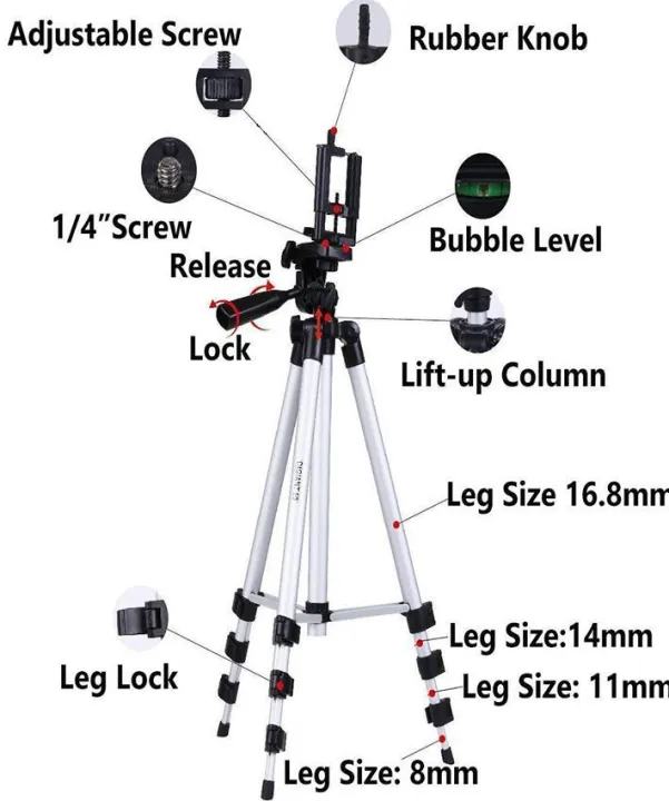 TikTok%203110%20-%20Tripod%20Stand%20For%20Camera%20And%20Mobile%20-%20Black%20&%20Silver%20-%20Image%204