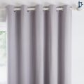 Jacquard Curtains Set, Lined Eyelet Curtains for Room - Diamond Texture Silver Grey - Pack of 2. 