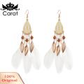 Carat Drop Earrings Ethnic Style Artificial Feather Pendant Earrings. 