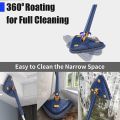 Techmanistan 360 Degree Rotatable Adjustable Cleaning Mop Wet and Dry Mop with 1 Extra Mop Cloth | Triangular Mop with Water Squeezing Function & Long Handle Microfiber Broom. 