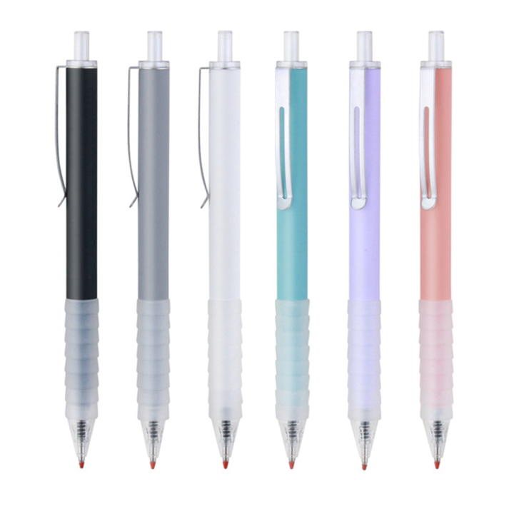 6 Piece 0.5Mm Black Ballpoint Pens with Soft Grip, Silver Clip, and Writing Black Ink