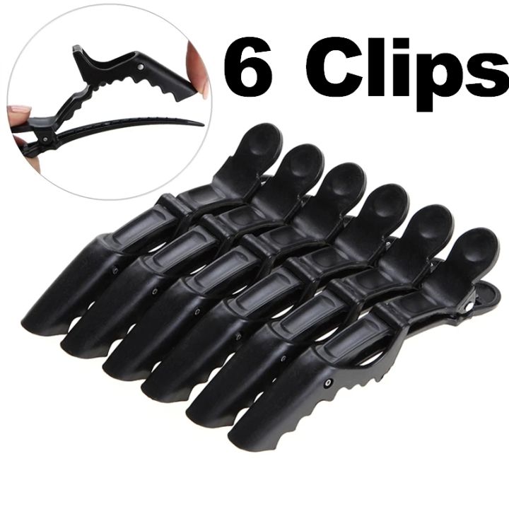 Pack of 6 Premium Hair Sectioning Clips Black - Alligator Hair Clips - Crocodile Hair Clip For Salon -Duckbill Hair Sectioning Alligator Plastic Clips -Hair Salon section Clips- Black clip - Hair clip - Hair accessories