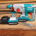 TOTAL 20V Lithium-ion Cordless 3pcs Combo Kit - Cordless Rotary Hammer - Cordless Impact Driver - Cordless Angle Grinder - 2 Pcs 4.0Ah Battery & Charger. 