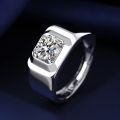 Gesh Fashion Men Ring 925 Silver Jewelry with Zircon Gemstone Accessories for Wedding Party Promies Engagement Gift Open Finger Rings. 