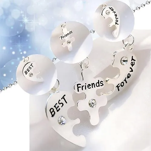 Puzzle Best Friends Forever Necklace Piece 3Pcs Women's Best