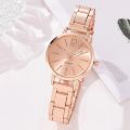 Fopul Mall Luxury Women's Wristwatch Set - Simple Dial and Hollow Strap Fashion, Gold Bracelet and Quartz Watch 2pcs Set. 