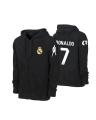 Black Real Madrid Ronaldo 7 Number Fleece Printed Hoodie for Men. 