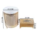Wire Mesh Design Decor Fancy Dustbin And Tissue Box Holder Set. 