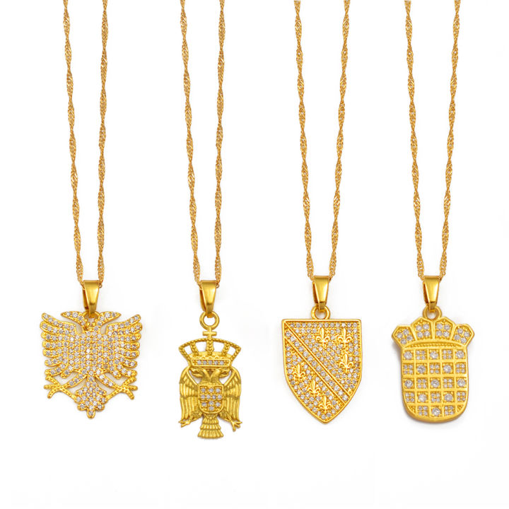 Anniyo Croatia Albania Serbia Bosnians,Bosnia Pendant Necklaces Jewelry With Cubic Zirconia #251106