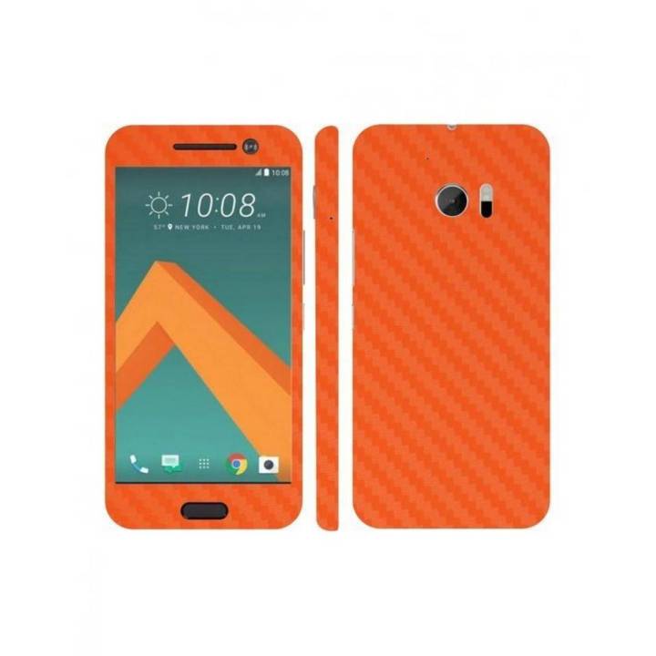 HTC 10 - Orange Carbon Fiber Texture Mobile Skin